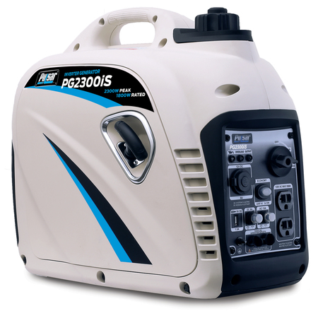 Pulsar Portable Generator, Gasoline, 1,800 W Rated, 2,300 W Surge, Recoil Start, 120V AC, 13.3 A PG2300iS